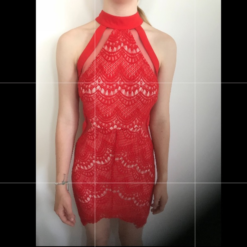 red lace prom / formal dress